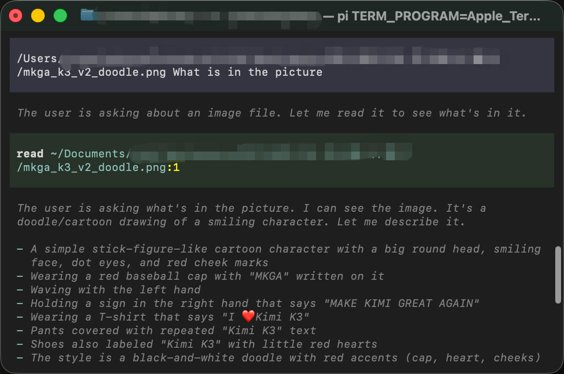 pi reading a dragged-in screenshot through its read tool